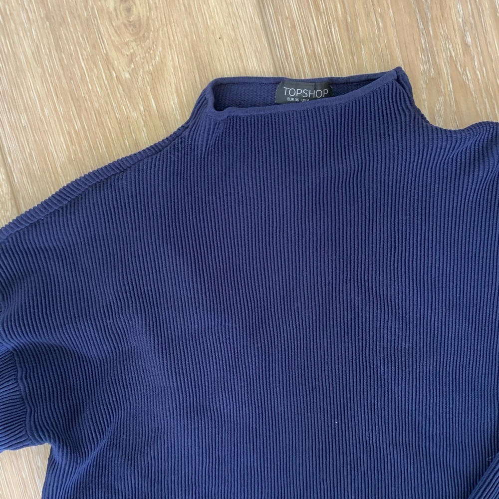 Topshop Navy Ribbed Sweater - Picture 2 of 4